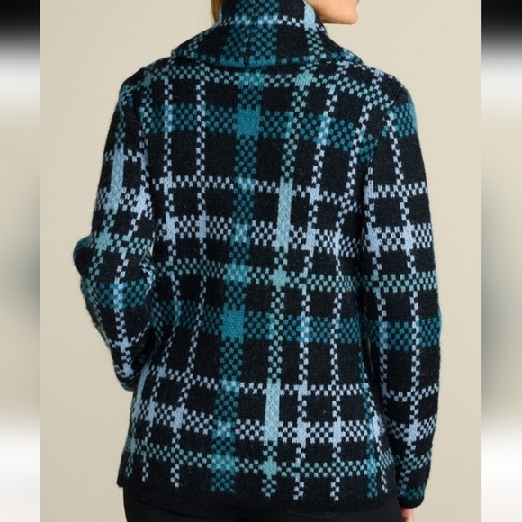 NWOT, Soft Surroundings Alpine Plaid Sweater Coat sz M - Picture 3 of 13